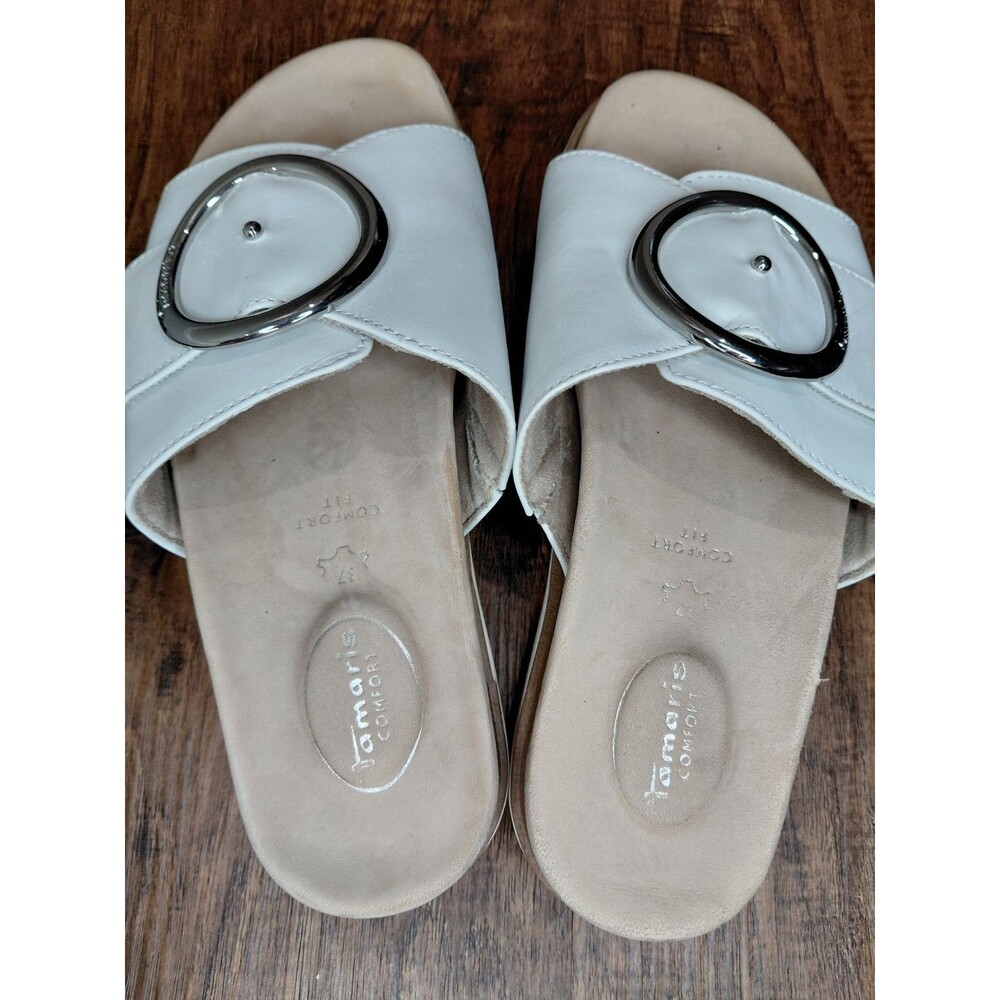 Tamaris Comfort White Nappa Sandals Women Size 37 - Picture 11 of 16